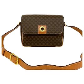 Céline CELINE Bolsa de ombro mini Macadam Blazon Marrom