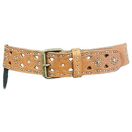 Max Mara Cinto de couro marrom com tachas Marrom