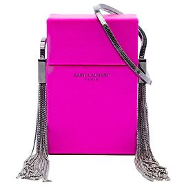 Mini bolsa transversal smoking de seda rosa Saint Laurent Rosa