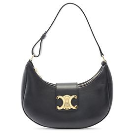 Céline Borsa a tracolla Celine Triomphe Ava in pelle di vitello nera, taglia Medium Nero