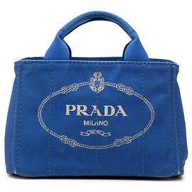 Bolsa Prada Blue Small Canvas Canapa Logo Azul