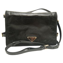 Bolsa transversal Prada em couro de vitelo amassado preto Preto