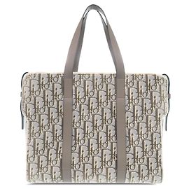 Dior Beige Large Oblique Wool Corolle Tote Beige