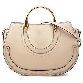 Chloé Bolsa Pixie Signature em camurça de bezerro bege tamanho Medium Bege