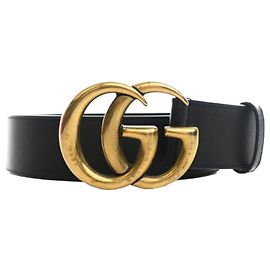 Cinto largo Gucci Black GG Marmont em couro de bezerro Preto