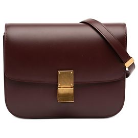 Céline Celine Red Medium Calfskin Classic Box Rouge Bordeaux