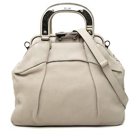 Céline Bolsa Doctor Soft Frame em couro de bezerro granulado cinza Celine Marrom Cinza