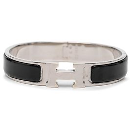 Hermès Black Narrow Enamel Clic H Bracelet PM Black