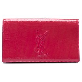 Saint Laurent Pink Large Textured Patent Belle De Jour Clutch Pink Other