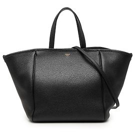 Céline Cabas Cabas plié en cuir de veau grainé noir Celine Small Noir