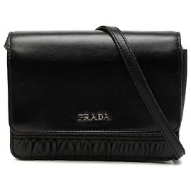 Bolsa transversal Prada em couro nappa preto gofrado e couro escovado Preto