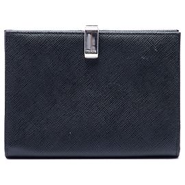 Prada Black Saffiano Bifold Small Wallet Black