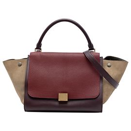 Céline Sac Trapeze Celine en cuir tricolore rouge taille Medium Rouge Bordeaux