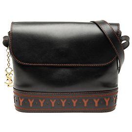 Bolsa transversal Saint Laurent em couro preto com recortes Preto