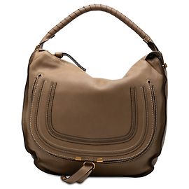 Chloé Bolsa Hobo Marcie em couro de bezerro granulado marrom, tamanho Large Marrom