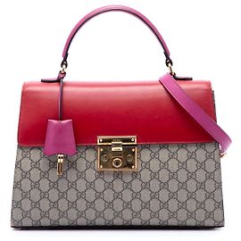 Bolsa Gucci Beige GG Supreme com alça Padlock Bege