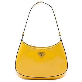 Bolso de hombro Cleo en piel cepillada amarilla Prada Amarillo