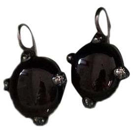 Poiray Silberohrringe mit Rauchquarz Schwarz Silber