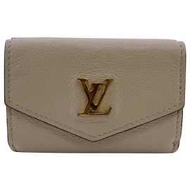 Mini billetera tríptico beige Louis Vuitton Beige