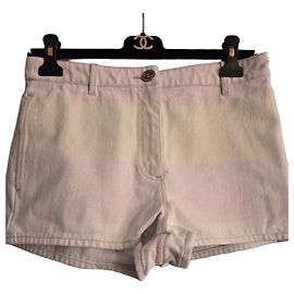 Chanel Gradient Light Blue Cotton Denim Shorts White Light blue