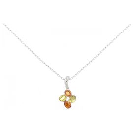 Autre Marque Au750 Sapphire Diamond Necklace Blue
