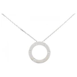 Colar Cartier Love Half Diamond 750 Ouro Branco Prata