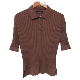 Autre Marque Polo de punto de manga corta de algodón Drawer Castaño