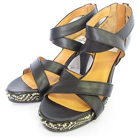 Lanvin en Bleu Leather Sandals Black