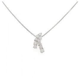 Autre Marque Diamant-Halskette Pt900 Pt850 Silber