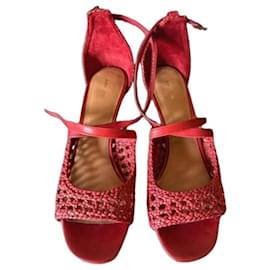 & Other Stories Red Suede and Leather Sandals Red