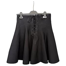 Alaïa Jupe évasée noire à lacets Noir