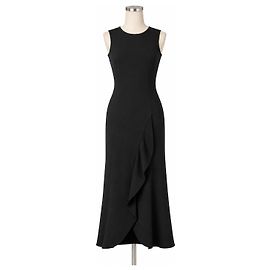 Autre Marque Vera Wang Schwarzes Rüschen-Maxikleid Schwarz
