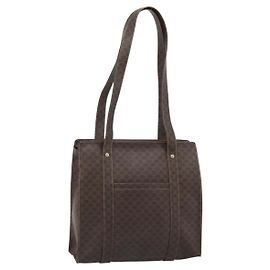 Céline Bolsa Tote CELINE Macadam em lona PVC e couro Marrom Ouro Auth BA13283 Marrom Dourado