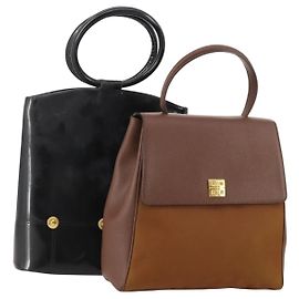 GIVENCHY Handtasche Leder 2 Set Schwarz Braun Auth gh2056 Braun Schwarz