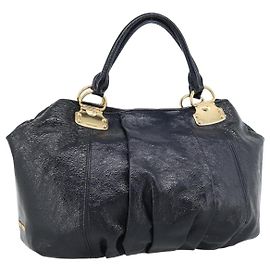 Borsa Tote Miu Miu in pelle verniciata Blu Navy e Oro Auth 184812A D'oro Blu navy