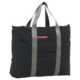 Borsa Tote PRADA Sports Line Nylon Nero Argento Auth ti3994 Nero Argento