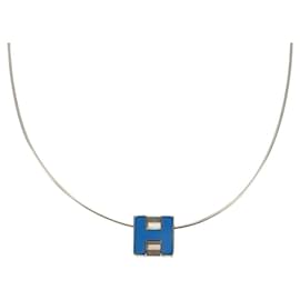 Hermès HERMES Cage De H H Cube Halskette aus Metall Silber Authentisch 183125V Silber