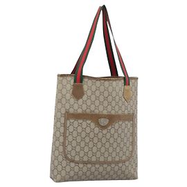 Sac cabas GUCCI GG Plus Supreme en PVC Beige Or Auth 185107 Beige Doré
