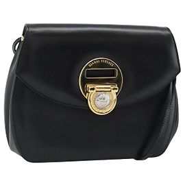 Borsa a Spalla Gianni Versace in Pelle Nera e Oro Auth BA13310A Nero D'oro