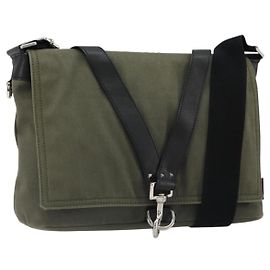 Borsa a tracolla VALENTINO Canvas Khaki Silver Auth bs35528 Argento Cachi