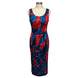 Robe midi en jersey extensible sans manches Peter Pilotto Bleu / Rouge Multicolore