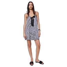 Chanel 22P Leopard Print Silk Mini Dress with Bow Black White Leopard print