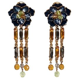 Brincos de pressão de flor em tom dourado Oscar de la Renta - Usado Outro