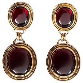 Orecchini Saint Laurent Elegant Gold Drop Clip-On Statement usati Altro