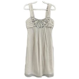 Autre Marque Robe d'été courte en soie beige Un Deux Trois avec perles Beige