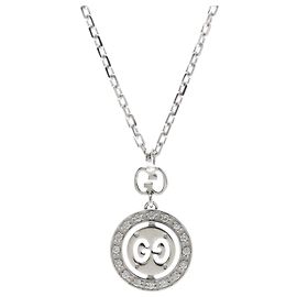 Colar Icon Gucci em ouro branco 18K com diamante Prata