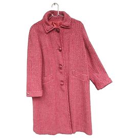Autre Marque Harris Tweed Scottish Virgin Wool Coat Pink Red Grey