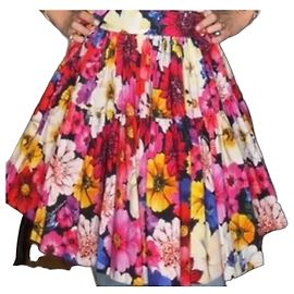 Dolce & Gabbana Seiden-Maxirock mit Blumenprint Pink Weiß Rot Blau Mehrfarben Grün Lila Gelb