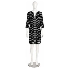 Diane von Furstenberg Rose Seidenkleid Schwarz Weiß