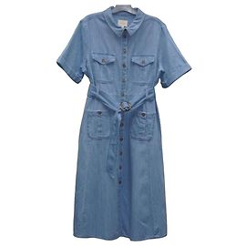 Sézane Vestido Largo de Denim Azul